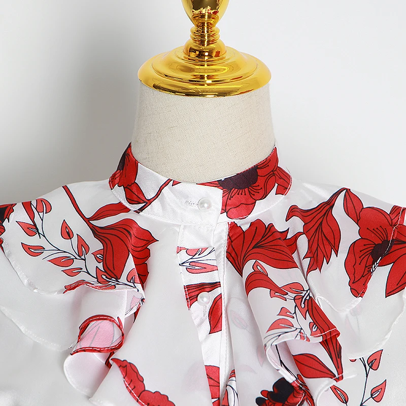 Женское лоскутное платье CHICEVER красное асимметричное в пол с рукавами фонариками