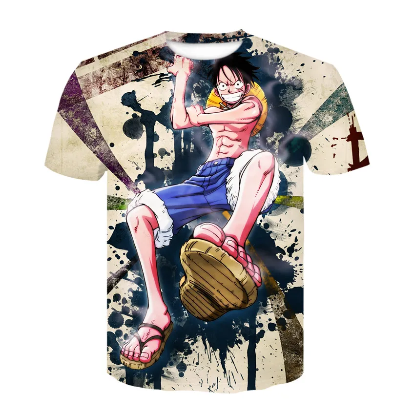 

2021 spring and summer 3D printing Luffy men's and women's T-shirt casual fashion round neck short-sleeved shirt
