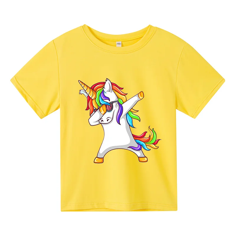 

Girls Unicorn T-Shirts With Print Cute Unicorno Tshirt Girls Summer Top Baby Clothing Children Cartoon Clothes Boy Casual Shirt