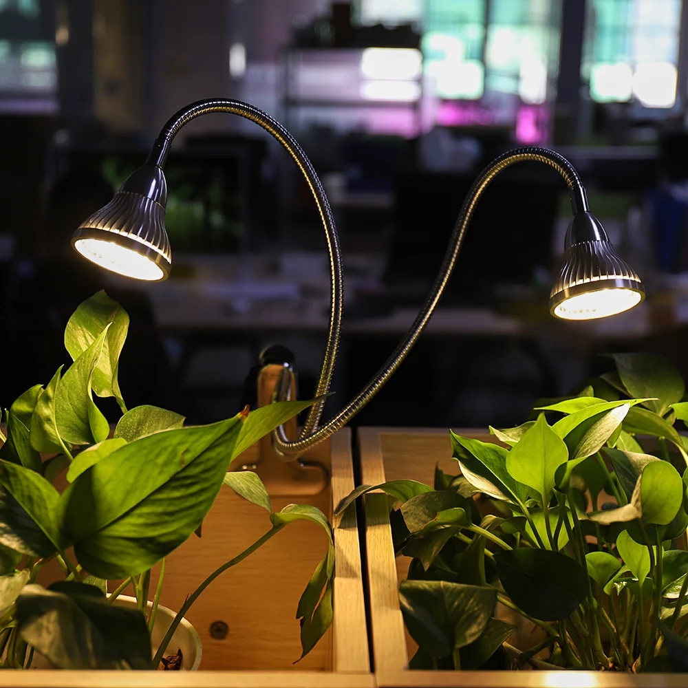 Dual Head 60w LED Plant Grow Light Sunlike Full Spectrum Flexible Clip Desk Fitolamp for Growbox Flowering Seeds Phyto Lamp | Лампы и