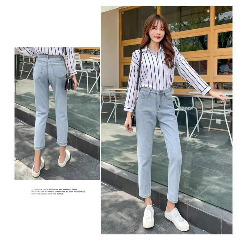 JUJULAND Fashion Jeans Woman High Waist Boyfriend For Women Plus Size Blue Denim Mom Pants Trousers 8810 | Женская одежда