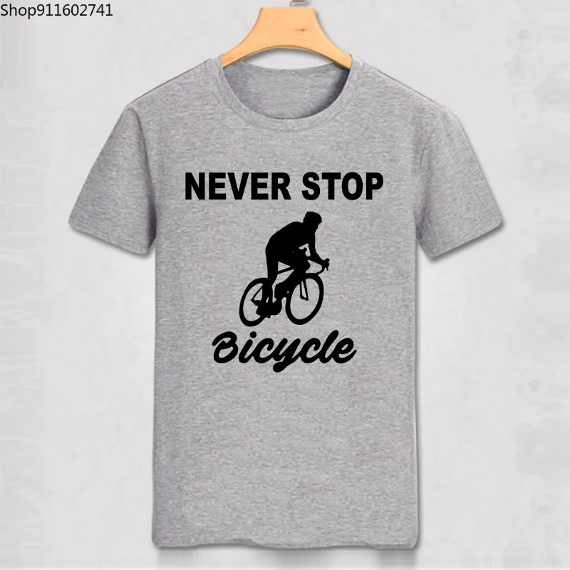 Никогда Не останавливайтесь велосипедов футболка Велоспорт велосипед