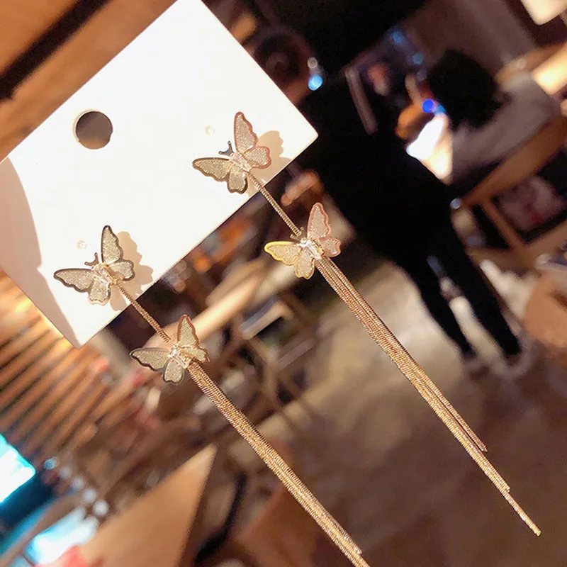 Винтажные длинные серьги с кисточками для женщин золотого цвета темпераментные