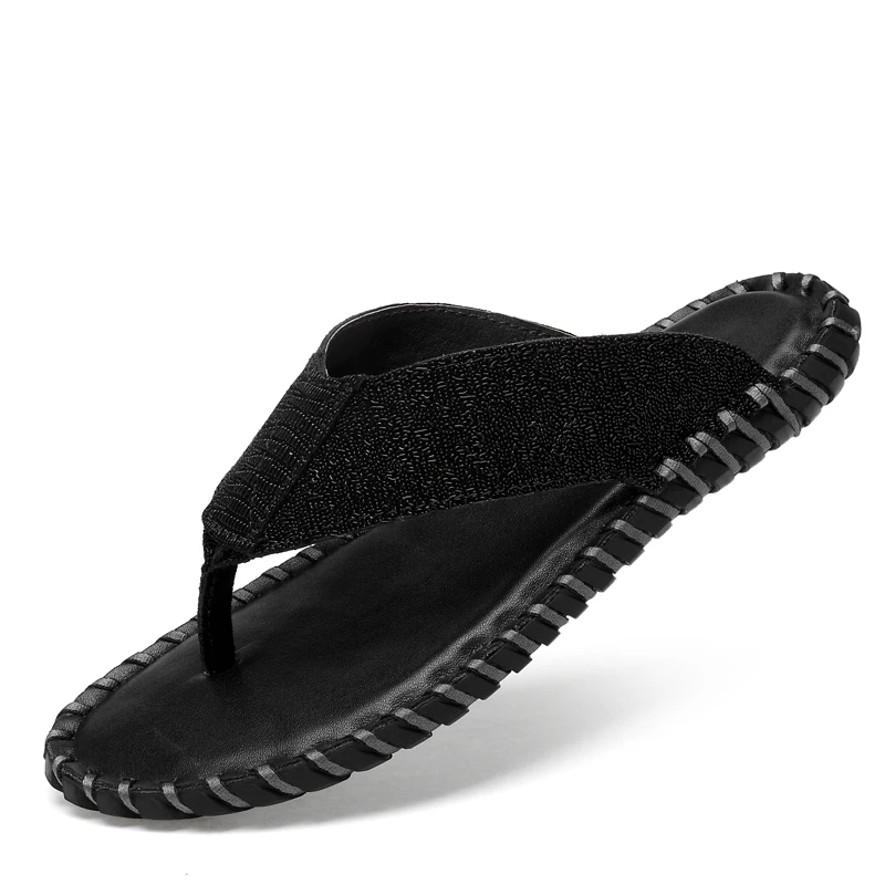 

Genuine Leather Casual Beach Slipper Sandals Brand 2020 New design Summer Home Flat Flip-Flops Shoes
