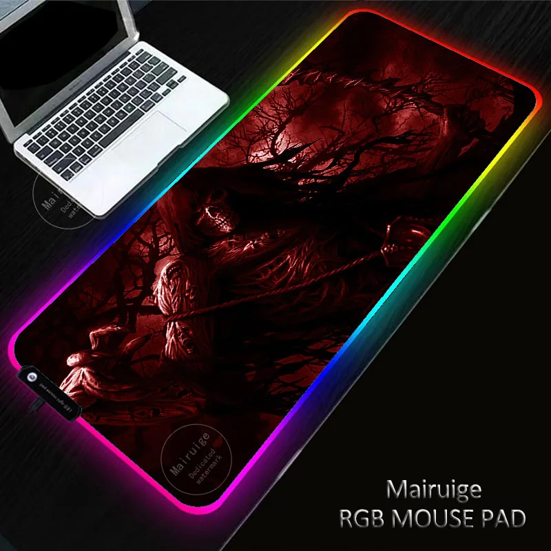

40X90CM Drop Shipping Anime LED Light Gaming Laptop XXL MousePad RGB LargeKeyboard Non-Slip Genshin Impact DeskMat Mousematforpc