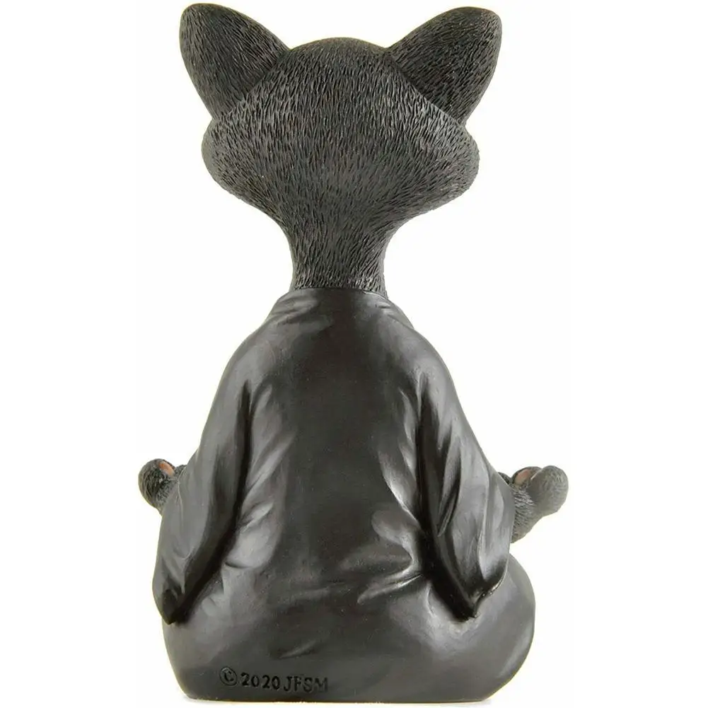

Whimsical Black Buddha Cat Figurine Meditation Yoga Collectible Happy Cat Decor Home Garden Decoration Ornament