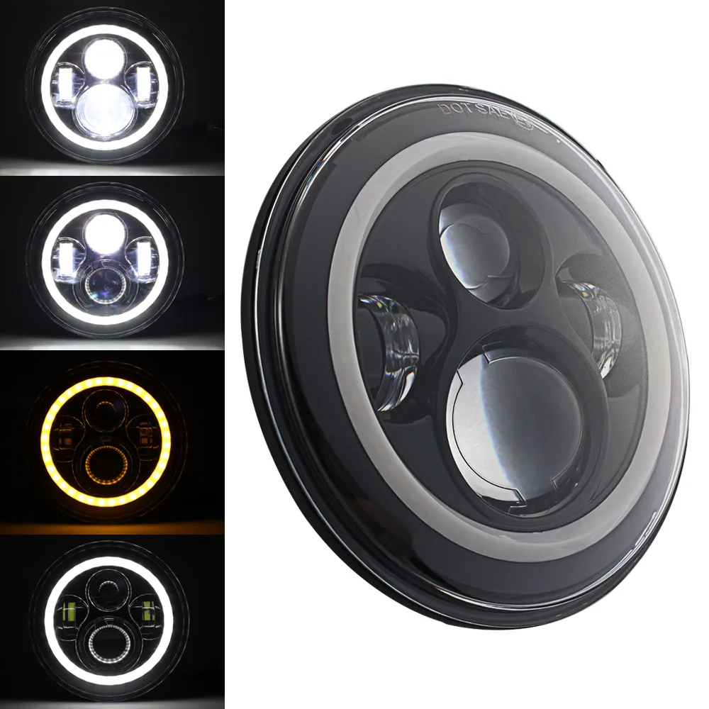 

Motorcycle Car Led Headlight Halo Hi/Low Beam Angle Eye DRL Headlamp For Jeep Wrangler Off Road 4x4 Suzuki Samurai Harley Yamaha