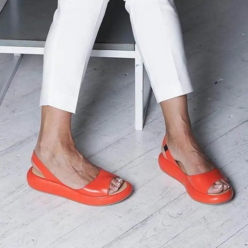 

Casual New Women Flat summer Sandals woman Peep Toe Female PU Fashion Summer shoes Comfortable plus size Shoes Women 35-43