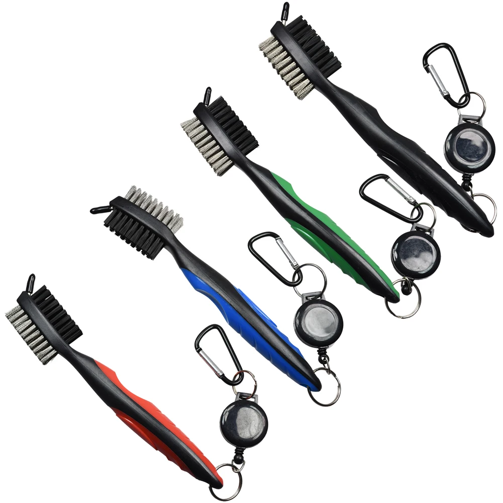 

Golf Club Brush Club Putter Groove Cleaner Double Sided Golf Cleaning Tools Accessories with Retractable Zip-line Carabiner