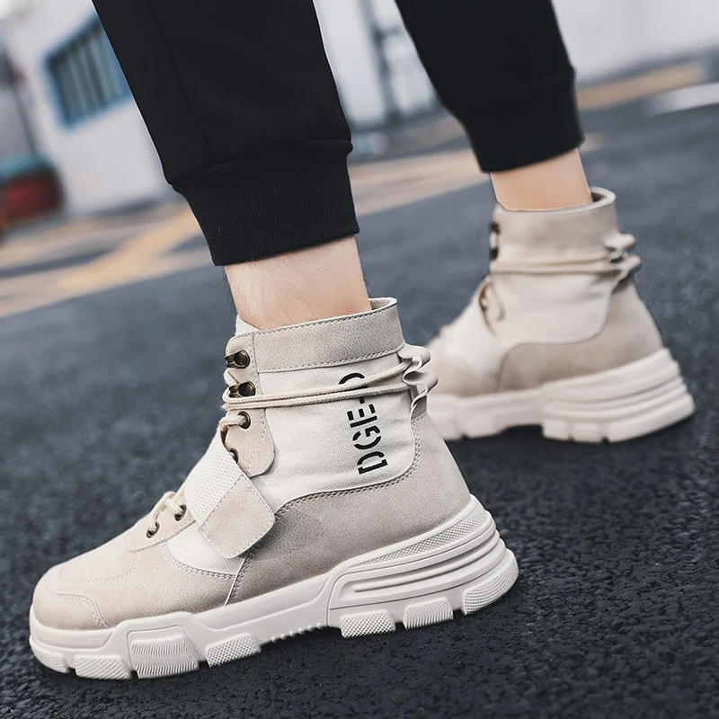 

Men Leather Lace Up Martin Boots Anti-Skidding Men Comfy Winter Autumn Work Boots Slip-on Martin Boots Retro Durable Outsole