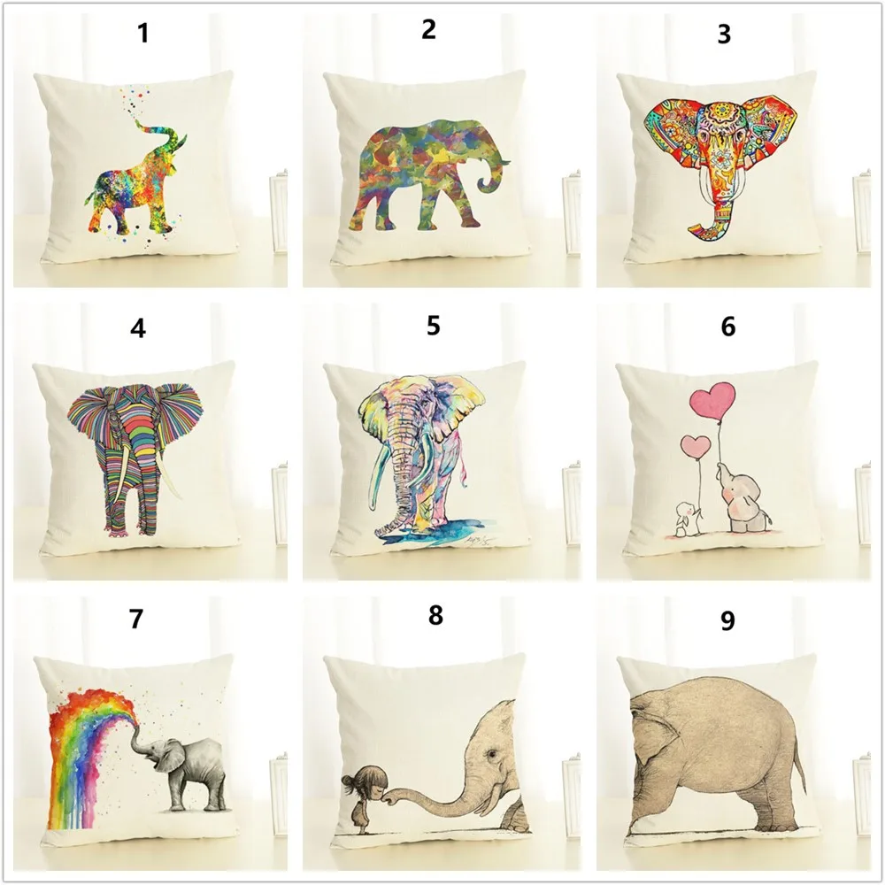 Детская подушка из полиэстера 45x45 см с принтом слона|Наволочки| |