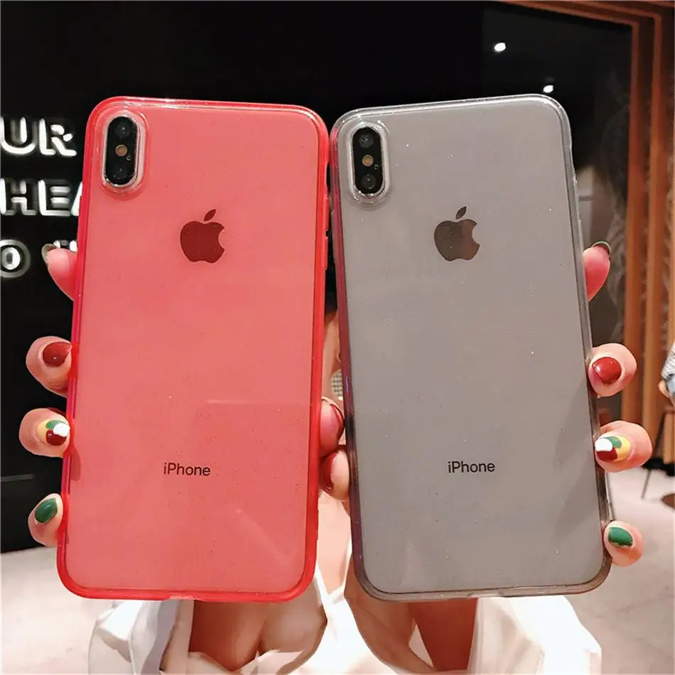 Блестящий блестящий чехол для iPhone X XS XR Max прозрачный Мягкий ТПУ Прозрачная задняя