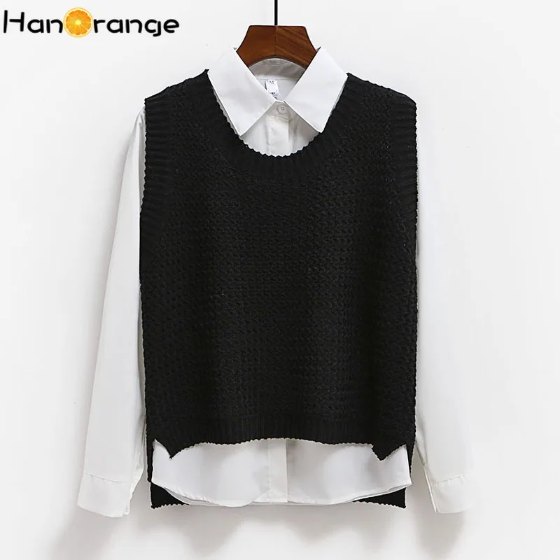 2020 Spring Women Knitted Vest Sleeveless Sweater Korean Version Back Split Pullover | Женская одежда