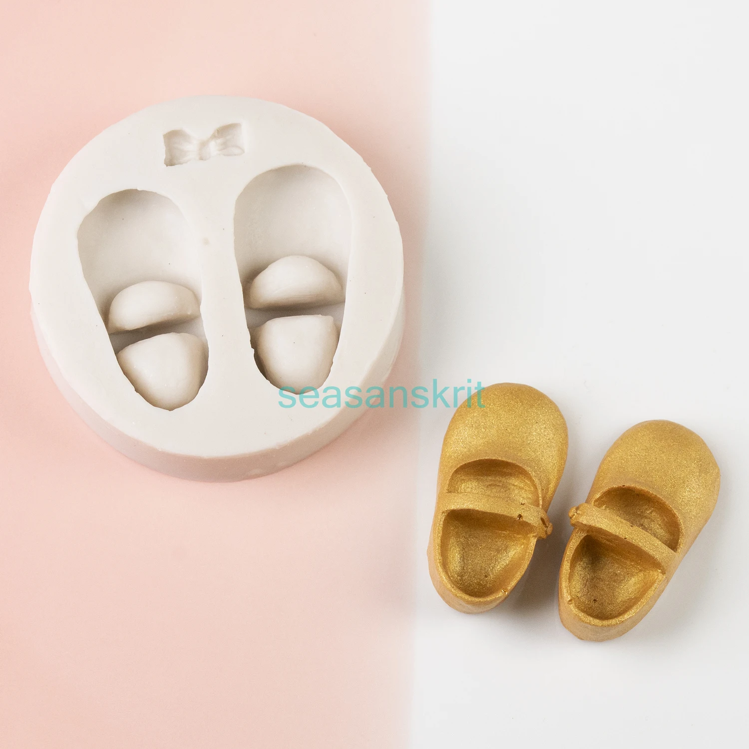 

3D Cute Baby Shoes Bow Silicone Cake Molds Gum Paste Chocolate Clay Candy Mold Fondant Cake Decorating Tools Baking Moulds