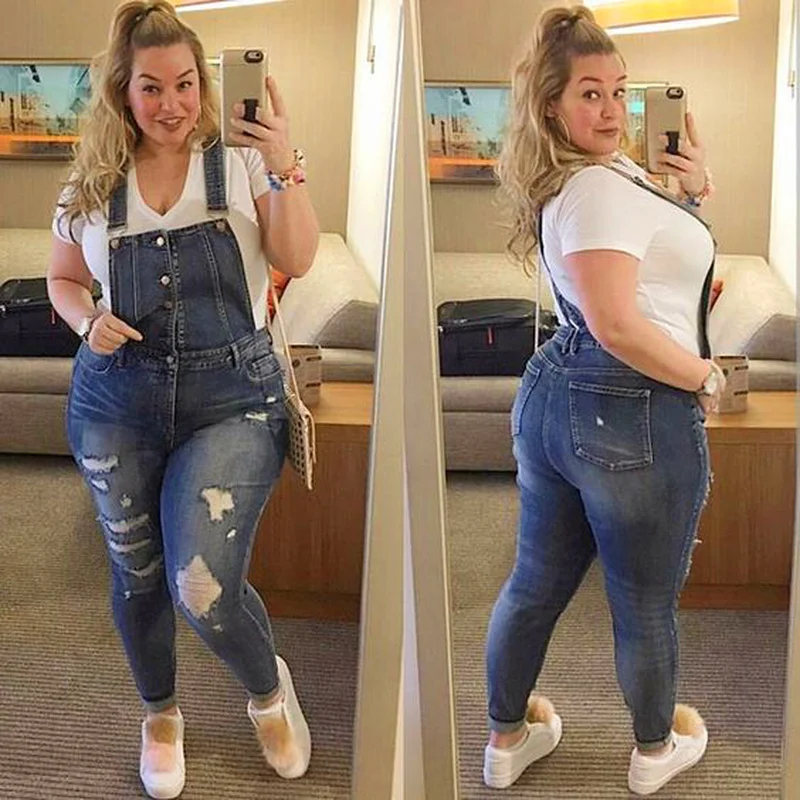 Женский комбинезон большой размер джинсовый синий модный ремень Женское боди с