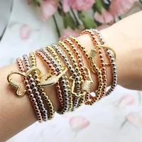 zhongvi fashion stainless steel beads bracelet men love lock pattern cz screw charm bangles accessories for women jewelry