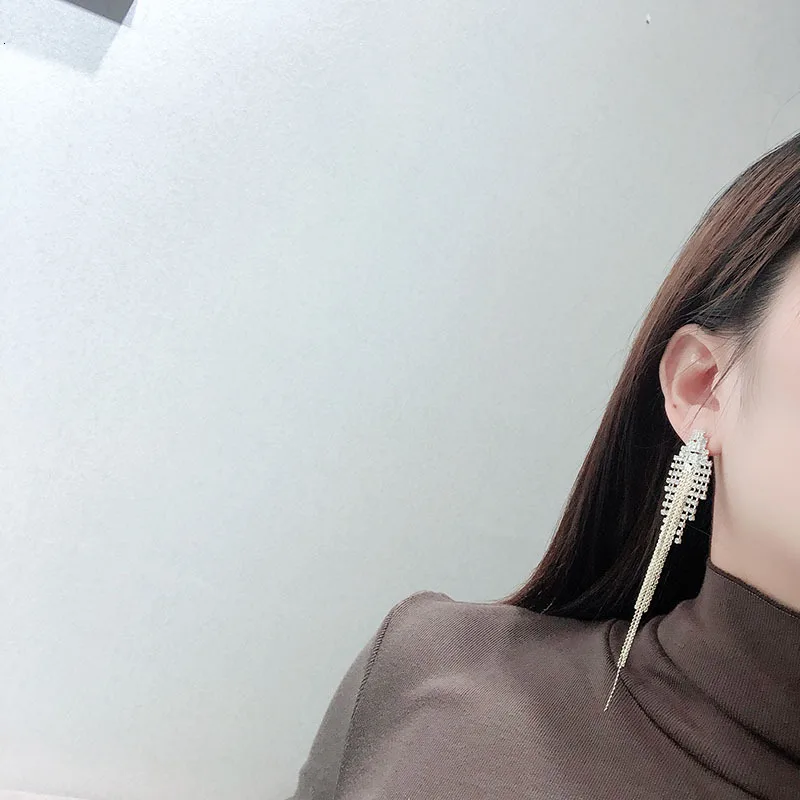 Новые роскошные серьги Стразы Кристалл Длинная кисточка для женщин свадебные