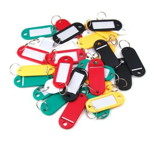 1Pcs Plastic Keychain Key Tags Id Label Name With Split Ring For Baggage Chains Rings | Дом и сад