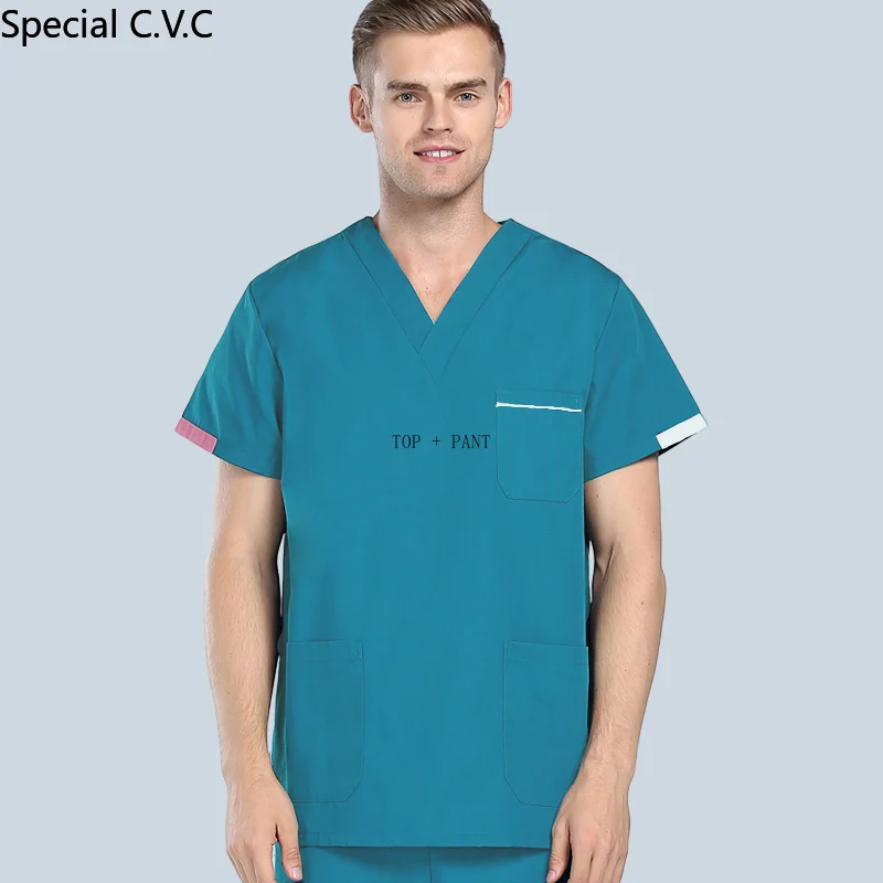 Костюм медицинский мужской из топа с коротким рукавом и шортов|Медицинский