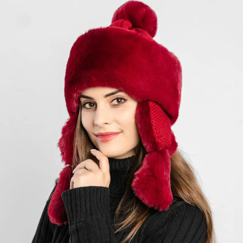Женская Мужская зимняя уличная теплая ворсистый флис шапка из искусственного