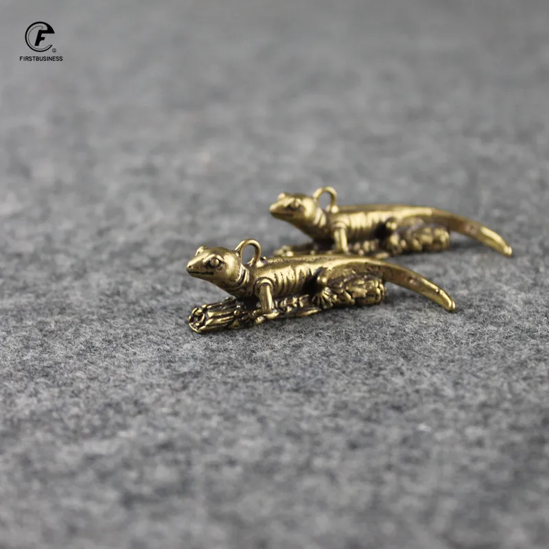 Медная тропическая пустыня животное ящерица статуя Ретро латунь Хамелеон