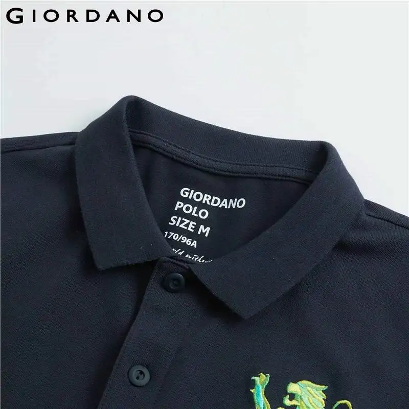 

Giordano Men Polo Shirt Men Embroidered 3D Lion Multi Color Polo Men Embroidery Contrast Color Polo Fashion Camisa Polo