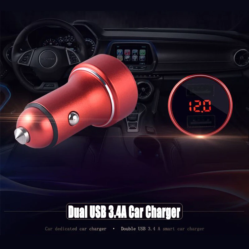 Автомобильное зарядное устройство USB 3 4 А металлическое автомобильное быстрая