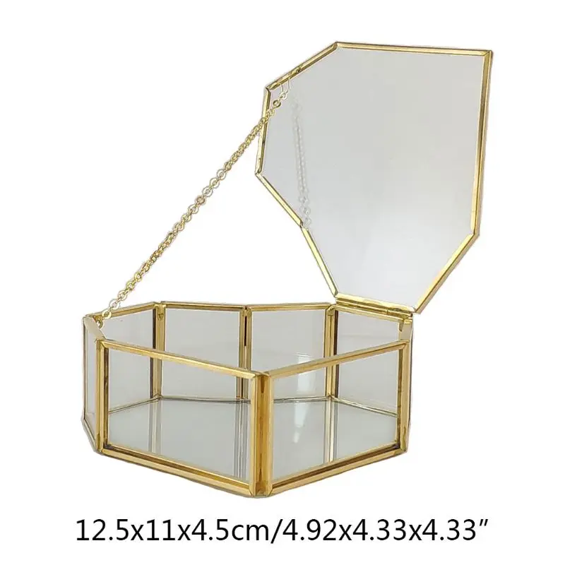 

Heart Shape Wedding Ring Box Storage Glass Terrarium Jewelry Holder Box Greenery Glass Succulent Ring Box for Wedding