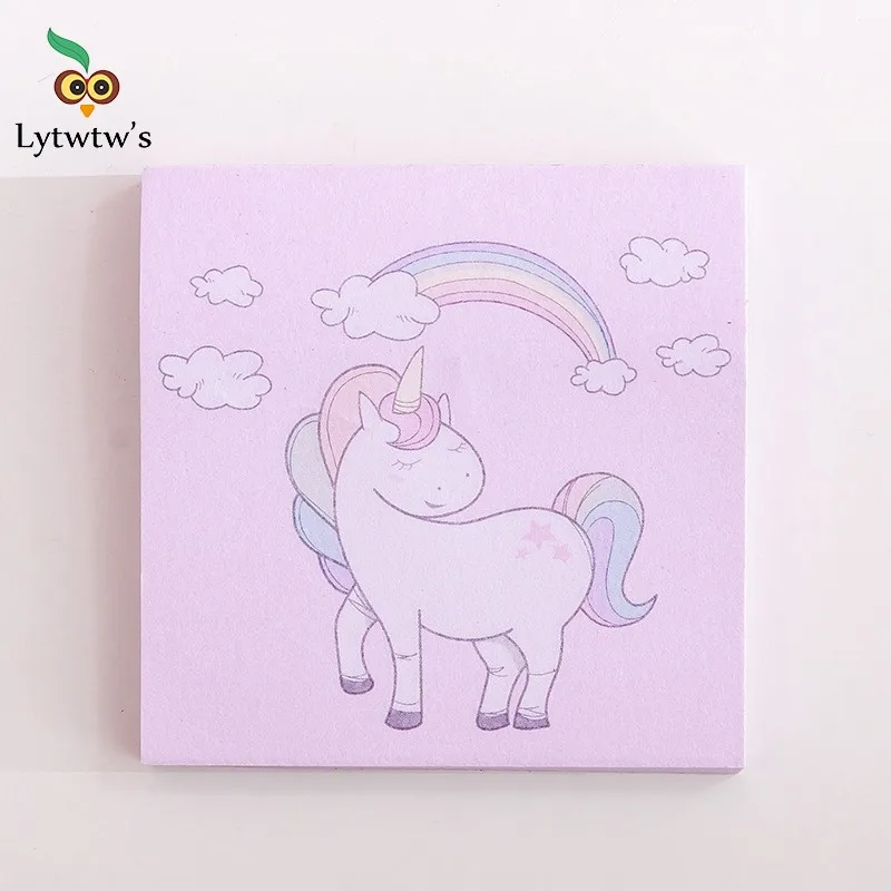 Милый розовый блокнот с единорогом Kawaii липкой записью Канцелярские Товары для