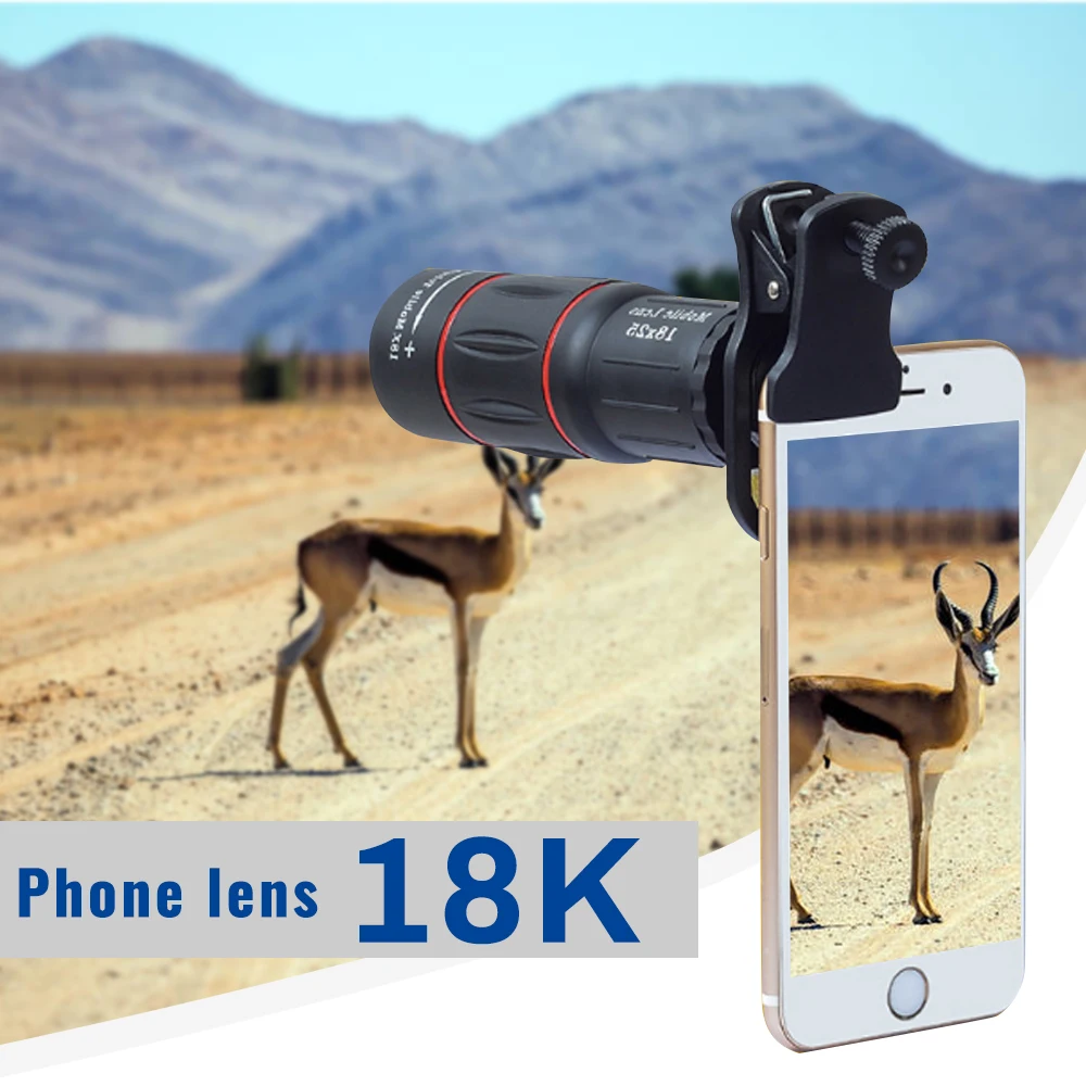 Universal 18X Zoom Telephoto Lens External Mobile Phone Camera with Clip for iPhone DSLR |