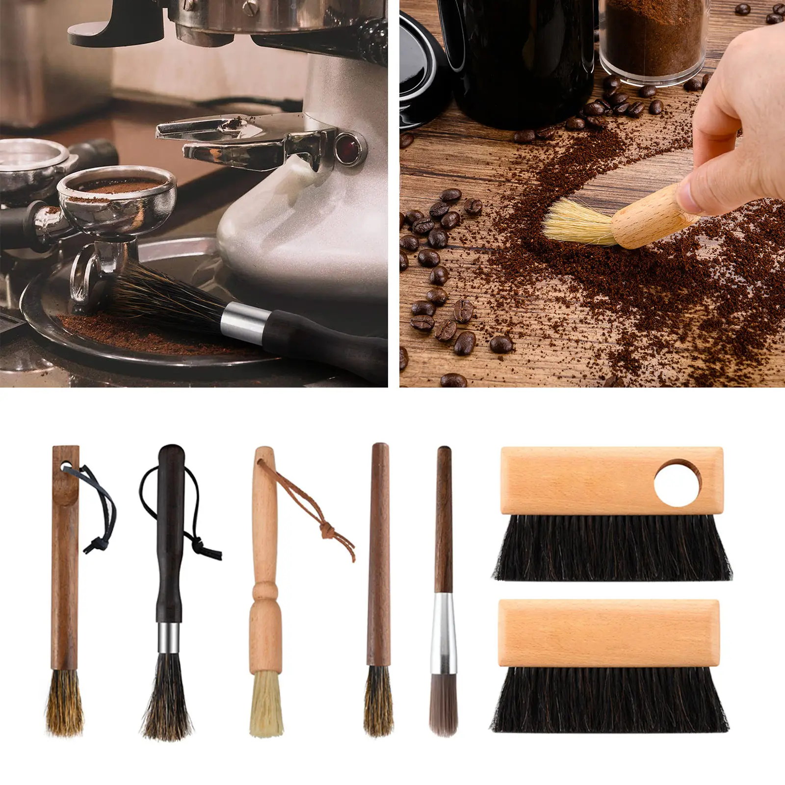 

Espresso Coffee Grinder Cleaning Brush with Wood Handle, Natural fiber Bristles