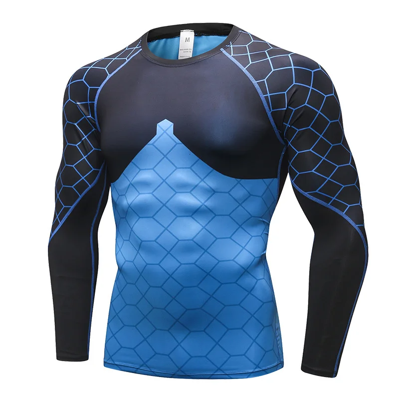 Fanceey Мужская футболка компрессионные колготки для фитнеса бега дышащая с длинным