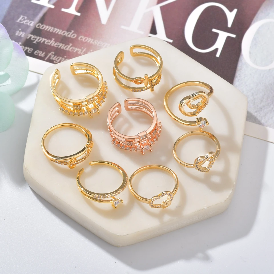 Женские винтажные геометрические кольца из нержавеющей стали регулируемые