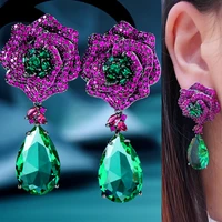 missvikki luxury big flower cubic zirconia earrings trendy charms dubai statement earring for women bridal wedding jewelry