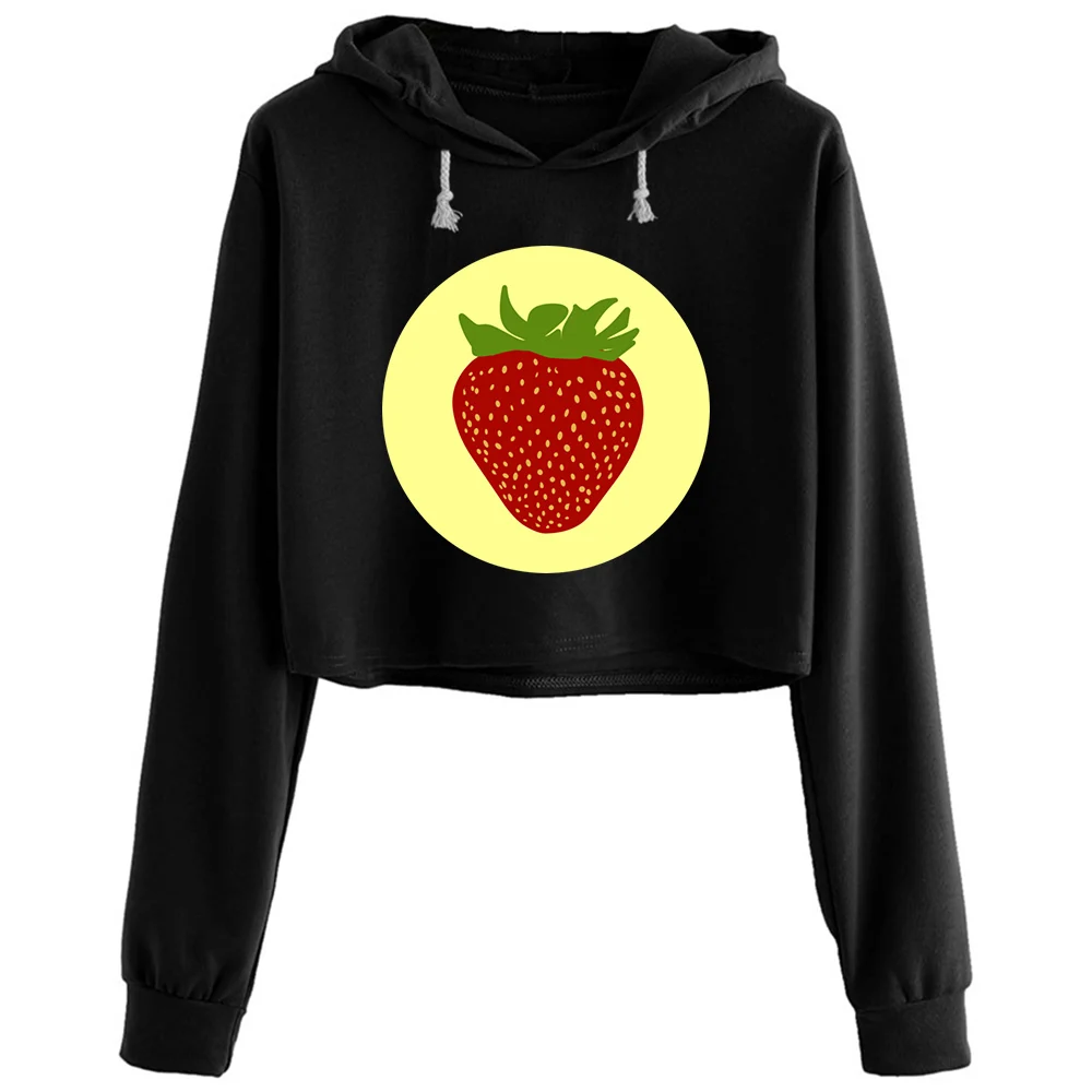 

Strawberry Crop Hoodies Women Y2k Kawaii Goth Grunge Pullover For Girls