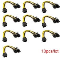 10pcs 8 pin pci express to dual pcie 8 62 pin power cable 20cm motherboard graphics card pci e gpu power data cable splitters