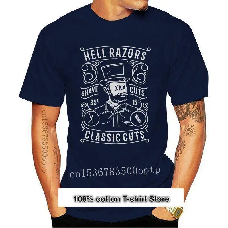 

Camiseta divertida de peluquero, ropa de marca, verano 2020, Vintage Hell Razors, barbería, estilista de pelo, barba