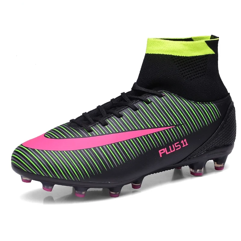 

Men's Soccer Shoes Teenager High Ankle Cleats Antiskid Grass Training Football Boots FG/TF Kids Soft Breathable Outdoor Sneakers
