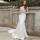Женское свадебное платье-Русалка Verngo, элегантное кружевное платье с длинными рукавами и открытой спиной, 2020
