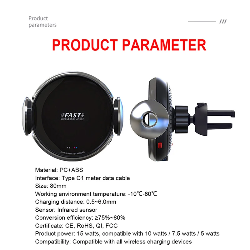 navigation universal mobile phone holder car holder with suction port 15w wireless charging free retractable infrared sensor free global shipping