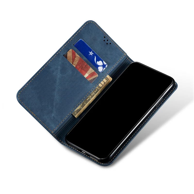 Wallet Magnetic Flip Case For Xiaomi Poco F2 Pro Phone Denim Retro Fabirc Stand Cover Pocophone | Мобильные телефоны и