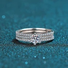 Новое поступление, набор колец бриллиантовой огранки 0, 5 карат, Муассанит, бриллиантовое серебряное круглое кольцо с геометрическим рисунком для женщин