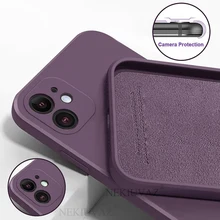 New Case For iPhone 12 11 Pro XR X XS Max 7 8 Plus SE 2020 7P 8P Case Soft Square Silicone Cover Coque For iPhone 12 Funda Etui