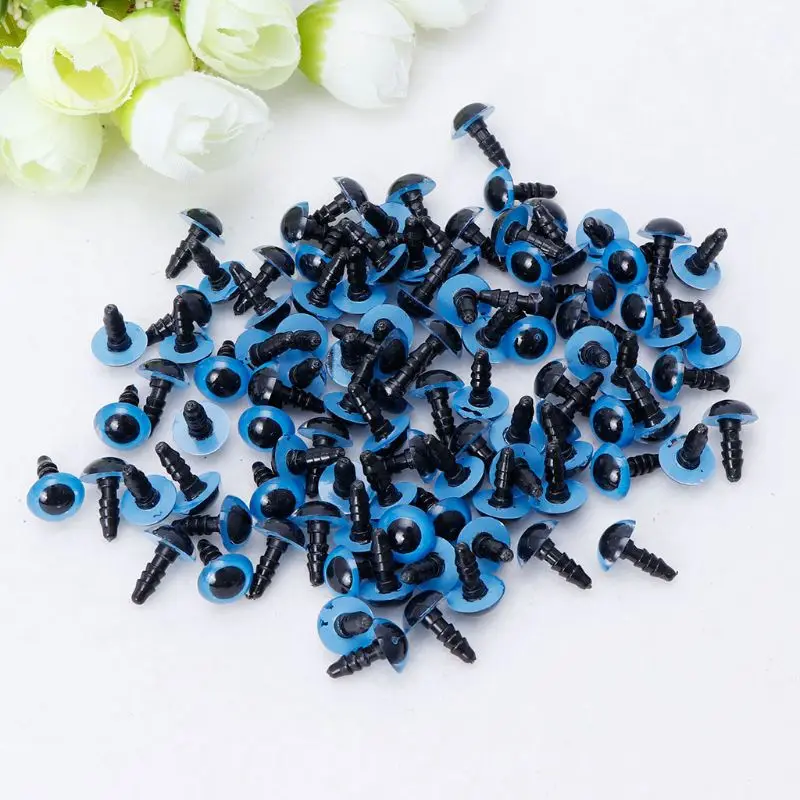 

100pcs 10mm Plastic Safety Eyes For Bear Stuffed Toy Snap Animal Puppet Dolls Making DIY Crafts With Washers