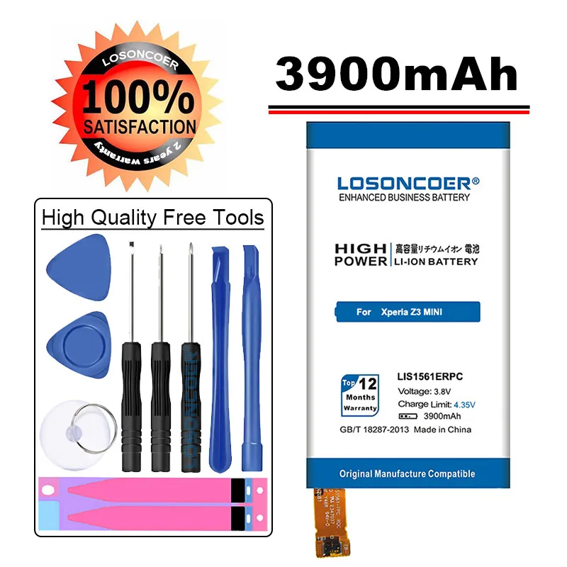 LOSONCOER 3900mAh LIS1561ERPC для SONY Xperia Z3 Mini аккумулятор телефона Compact M55W D5833 SO 02G C4 E5303 E5333 E5363