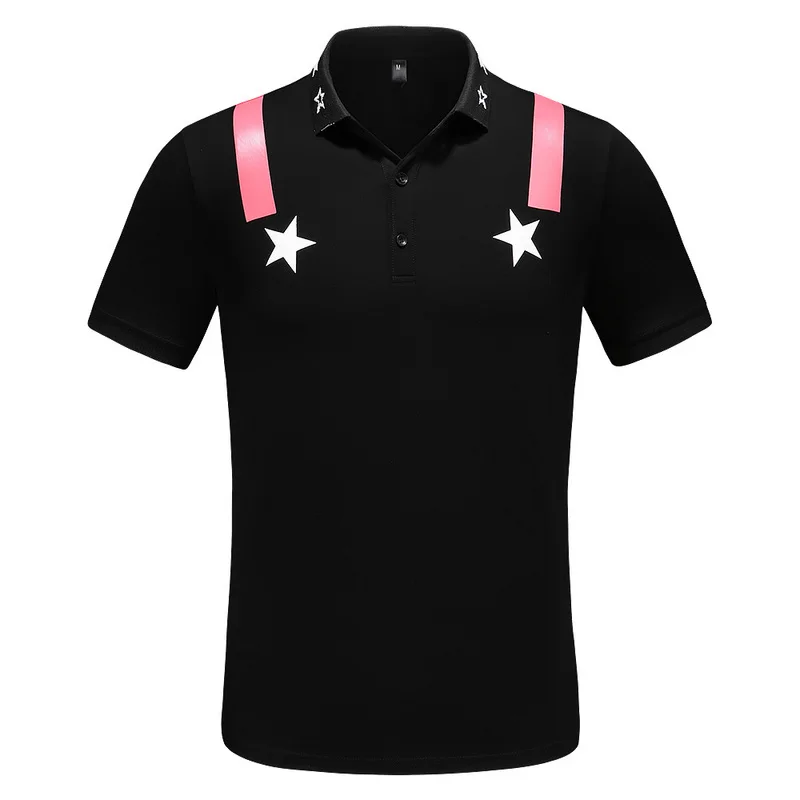 

Novelty luxury 2020 New Unisex Embroidered Star stripes Fashion Polo Shirts Shirt Hip Hop Skateboard Cotton Polos Top Tee #AB63