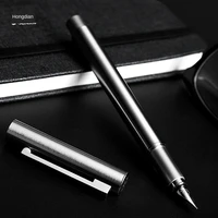 hongdian metal stainless steel fountain pen fine nib 0 4mm bright silver excellent writing gift ink pen for business office home