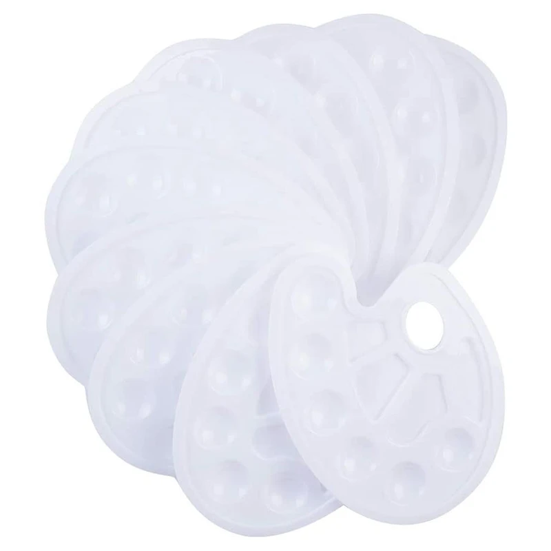 

10 шт. белый пластиковый поддон для краски живописи сливы палитра овальная акварельные краски палитры товары для рукоделия