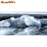 ruopoty 60x75cm frame paint by number waves picture by numbers acrylic paint on canvas for home decors