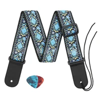 guitar strap jacquard woven guitar strap soft adjustable acoustic guitar strap for bass with 3 picks